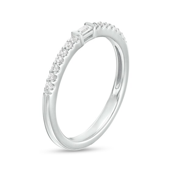 1/6 CT. T.w. Baguette and Round Diamond Anniversary Band in 10K White Gold