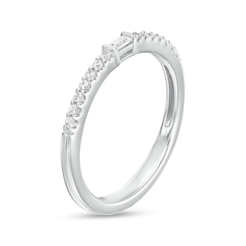 1/6 CT. T.W. Baguette and Round Diamond Anniversary Band in 10K White Gold