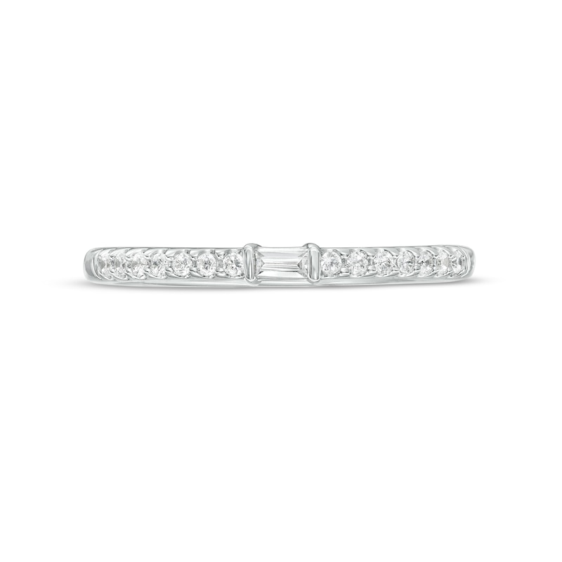 1/6 CT. T.W. Baguette and Round Diamond Anniversary Band in 10K White Gold