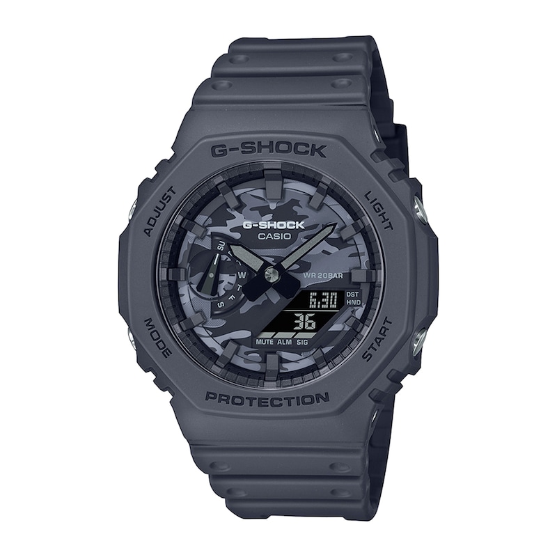 Main Image 1 of Men's Casio G-Shock Classic Gunmetal Grey Resin Strap Watch with Grey Camouflage Dial (Model: GA2100CA-8A)