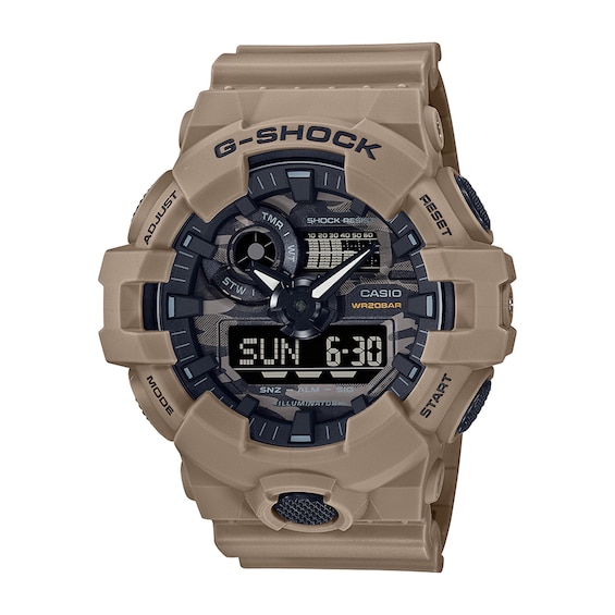 Men's Casio G-Shock Classic Brown Resin Strap Watch with Black Camouflage Dial (Model: Ga700Ca-5A)