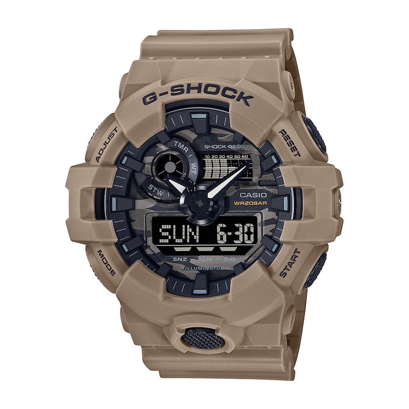 Main Image 1 of Men's Casio G-Shock Classic Brown Resin Strap Watch with Black Camouflage Dial (Model: GA700CA-5A)