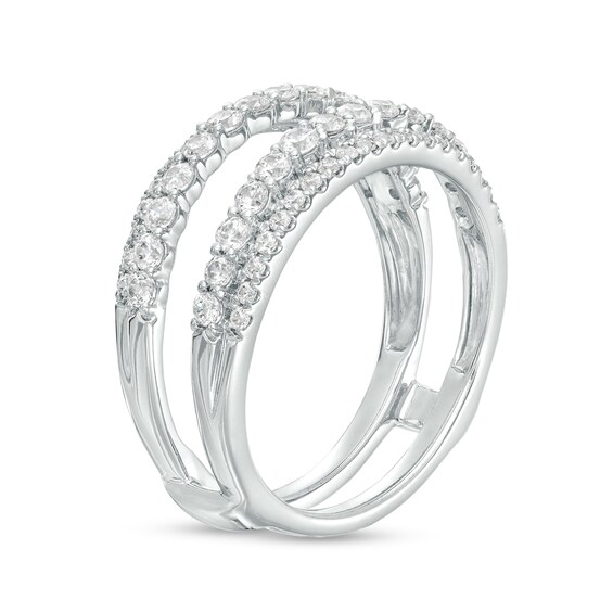 1 CT. T.w. Diamond Double Row Solitaire Enhancer in 14K White Gold