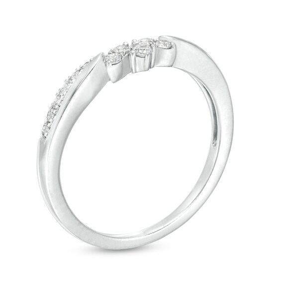 1/5 CT. T.w. Diamond Floral Leaf Contour Anniversary Band in 10K White Gold