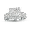Thumbnail Image 1 of 2 CT. T.W. Quad Princess-Cut Diamond Frame Triple Row Engagement Ring in 14K White Gold