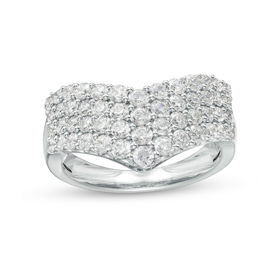 1-1/2 CT. T.w. Diamond Chevron Multi-Row Anniversary Band in 14K White Gold