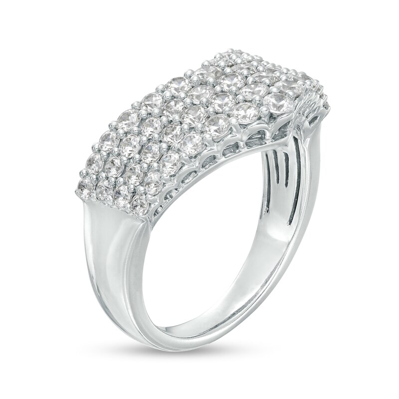 Main Image 3 of 1-1/2 CT. T.W. Diamond Chevron Multi-Row Anniversary Band in 14K White Gold