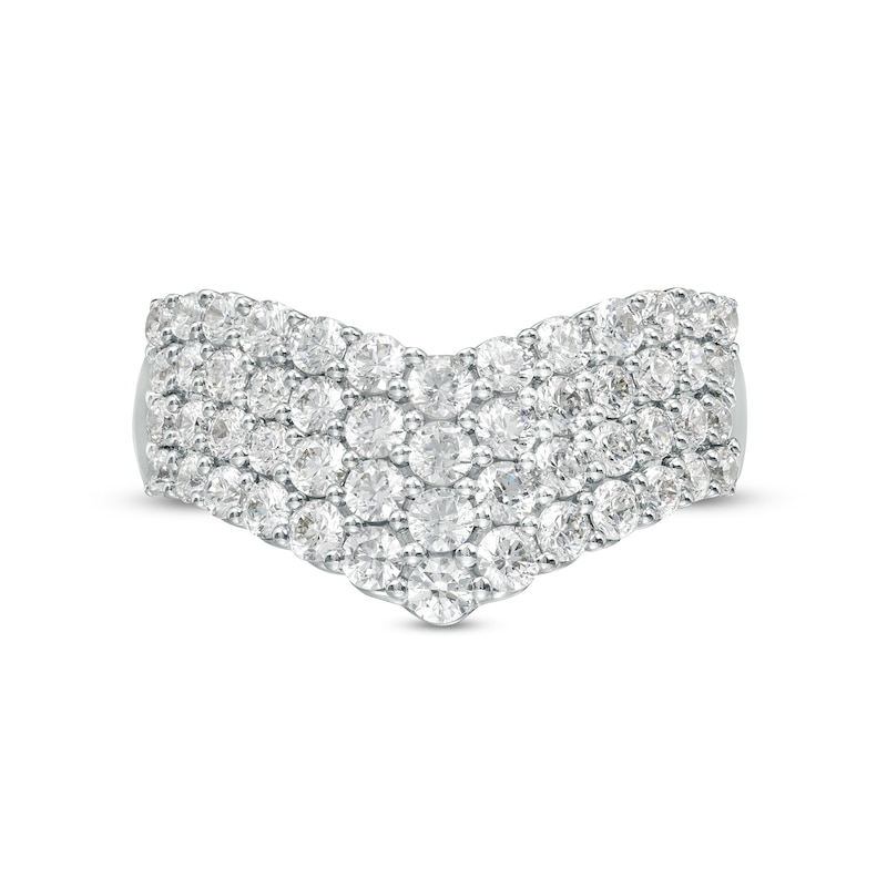 Main Image 4 of 1-1/2 CT. T.W. Diamond Chevron Multi-Row Anniversary Band in 14K White Gold