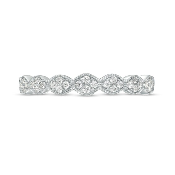 1/6 CT. T.w. Oval-Shaped Multi-Diamond Scallop Edge Stackable Anniversary Band in 10K White Gold