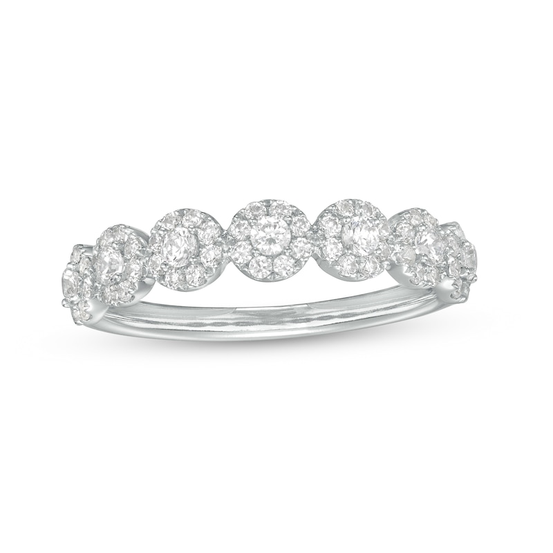 Main Image 1 of 1/2 CT. T.W. Multi-Diamond Seven Stone Anniversary Band in 14K White Gold