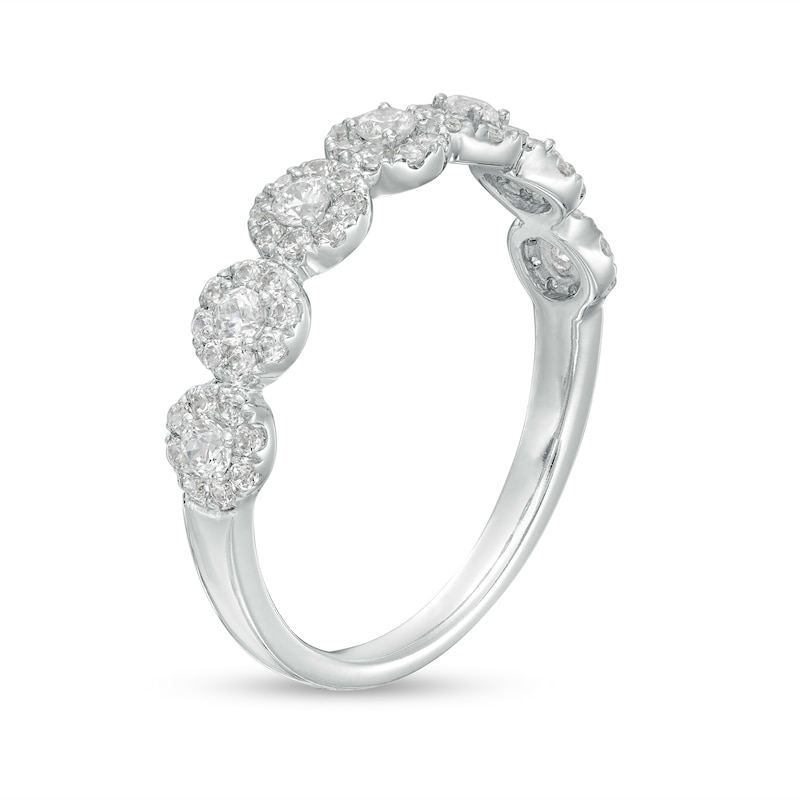Main Image 3 of 1/2 CT. T.W. Multi-Diamond Seven Stone Anniversary Band in 14K White Gold
