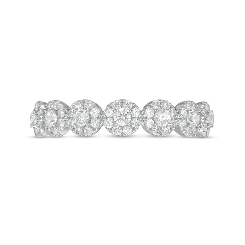 Main Image 4 of 1/2 CT. T.W. Multi-Diamond Seven Stone Anniversary Band in 14K White Gold