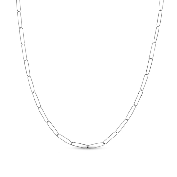 3.4mm Paper Clip Link Chain Necklace in Solid 14K White Gold â 18"