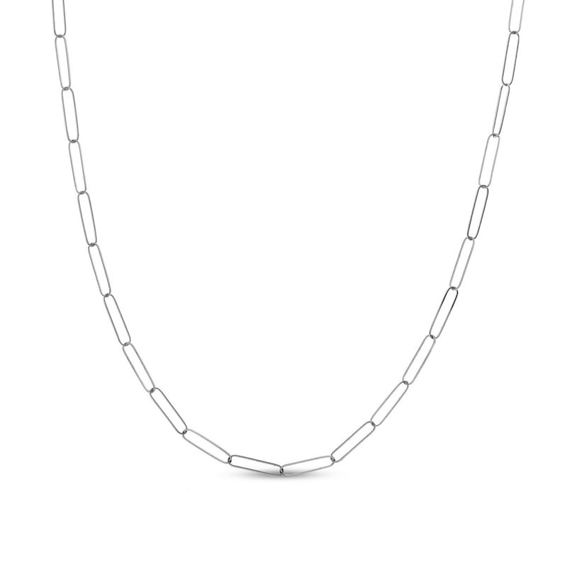 3.4mm Paper Clip Link Chain Necklace in Solid 14K White Gold – 18"