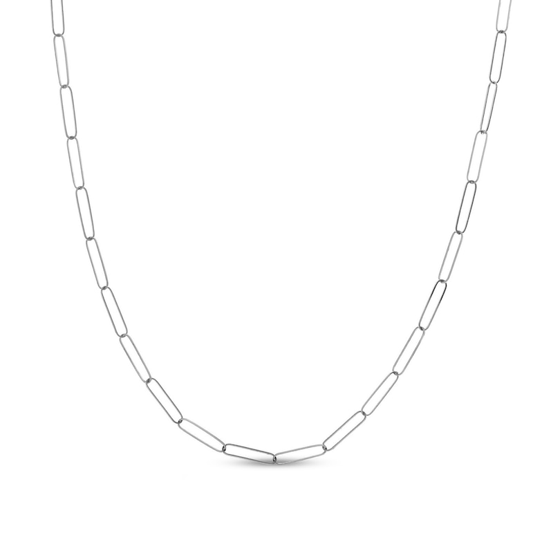 Main Image 1 of 3.4mm Paper Clip Link Chain Necklace in Solid 14K White Gold – 18"