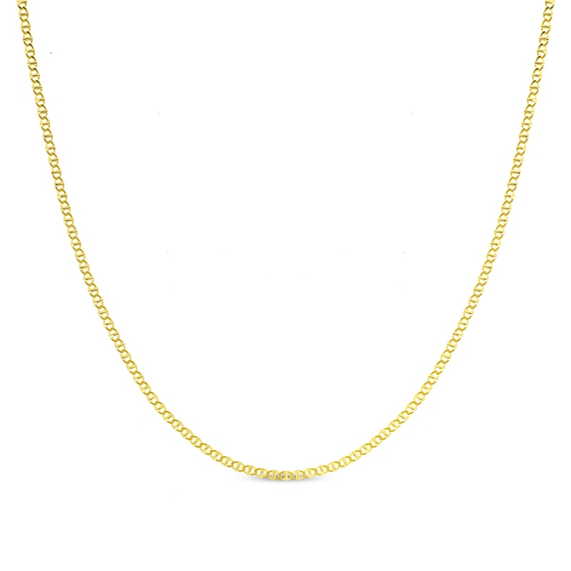 2.2mm Flat Mariner Chain Necklace in Solid 14K Gold – 20"