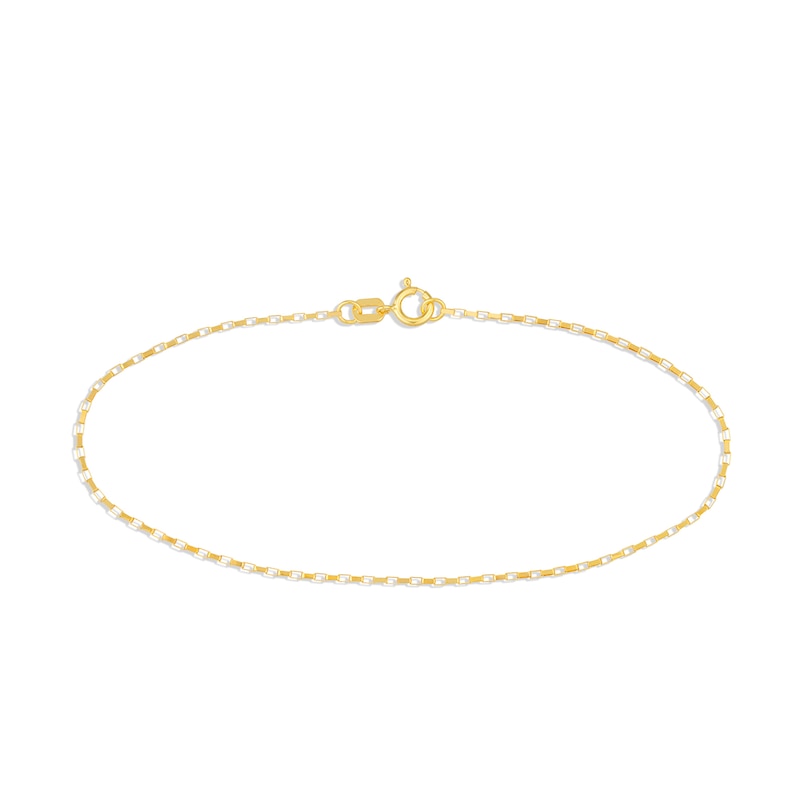 Main Image 1 of 0.88mm Elongated Box Chain Bracelet in Solid 14K Gold – 7.25"