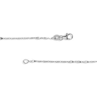 Top Gold & Diamond Jewelry 14k Yellow/White Gold Solid 1.1mm Box Link Chain Necklace with Lobster Claw Clasp 