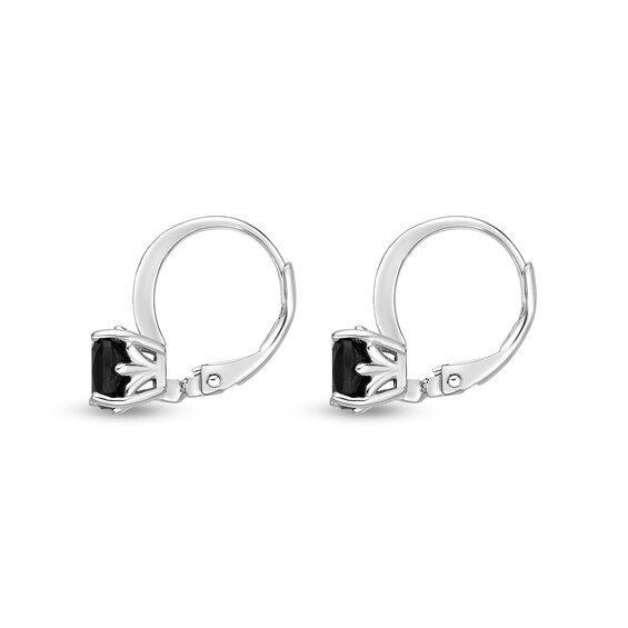 6.0mm Cushion-Cut Onyx and White Topaz Drop Earrings in Sterling Silver