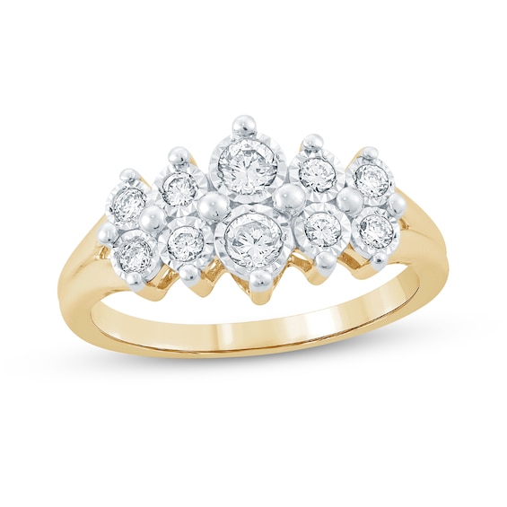 3/8 CT. T.w. Diamond Graduated Double Row Split Shank Anniversary Band in 10K Gold