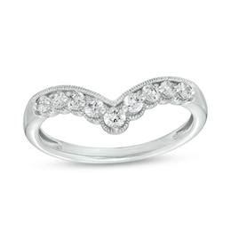 1/3 CT. T.W. Diamond Contour Nine Stone Vintage-Style Anniversary Band in 14K White Gold