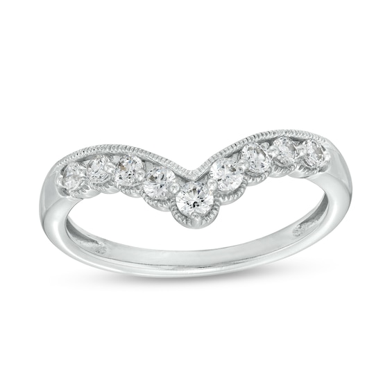 1/3 CT. T.w. Diamond Contour Nine Stone Vintage-Style Anniversary Band in 14K White Gold