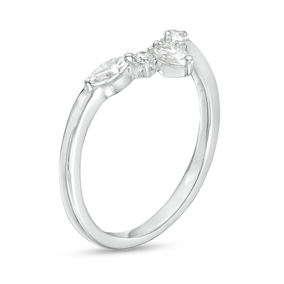 1/3 CT. T.w. Marquise and Round Diamond Contour Anniversary Band in 14K White Gold