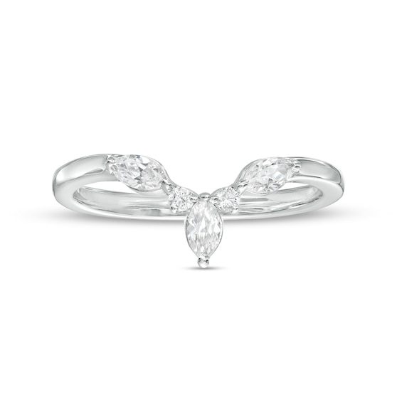 1/3 CT. T.w. Marquise and Round Diamond Contour Anniversary Band in 14K White Gold