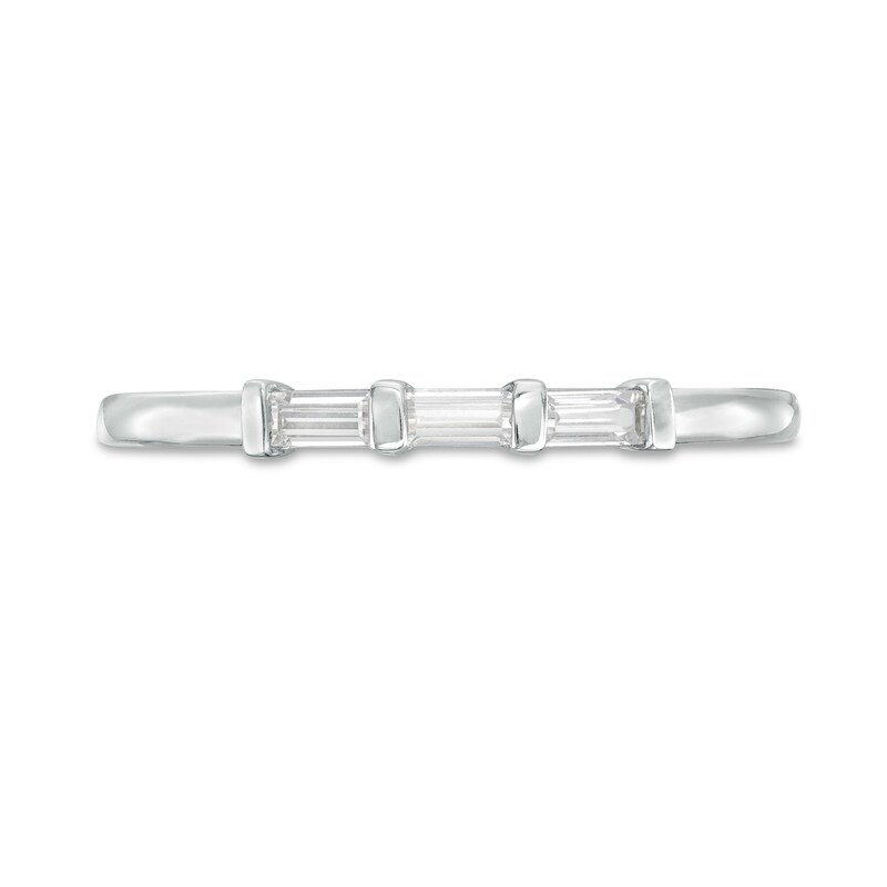 Main Image 4 of 1/6 CT. T.W. Baguette Diamond Trio Stackable Anniversary Band in 10K White Gold