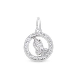 Rembrandt Charms® Praying Hands Open Circle in Sterling Silver