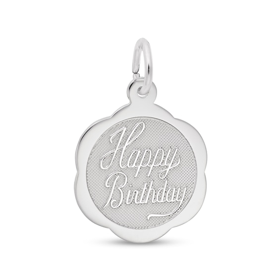 Rembrandt CharmsÂ® "Happy Birthday" Scallop Edge Disc in Sterling Silver