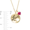 Thumbnail Image 2 of 5.0mm Heart-Shaped Lab-Created Ruby Charm with Etched "Love" Disc Pending in Sterling Silver with 14K Gold Plate