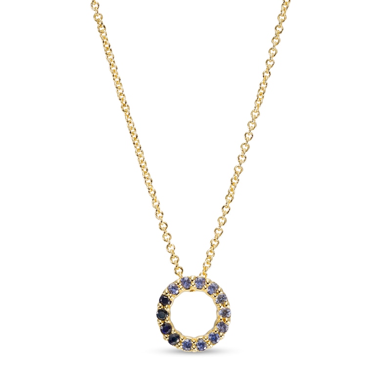 Main Image 1 of Blue Sapphire Ombre Open Circle Pendant in Sterling Silver with 14K Gold Plate