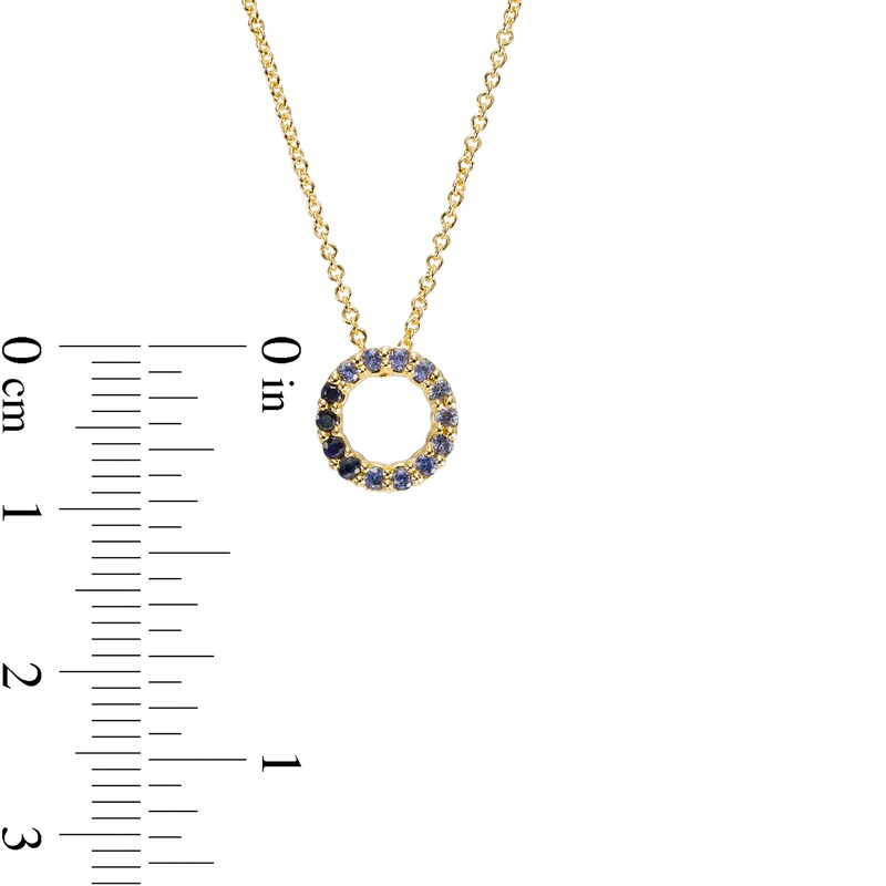 Main Image 2 of Blue Sapphire Ombre Open Circle Pendant in Sterling Silver with 14K Gold Plate