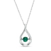 Thumbnail Image 0 of 4.5mm Lab-Created Emerald and White Lab-Created Sapphire Teardrop Pendant in Sterling Silver