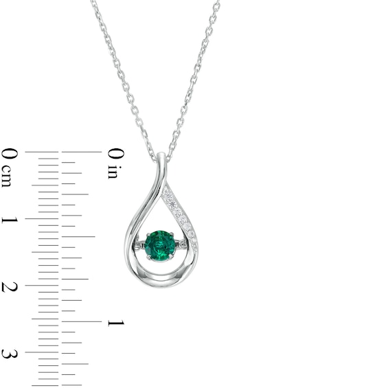 4.5mm Lab-Created Emerald and White Lab-Created Sapphire Teardrop Pendant in Sterling Silver