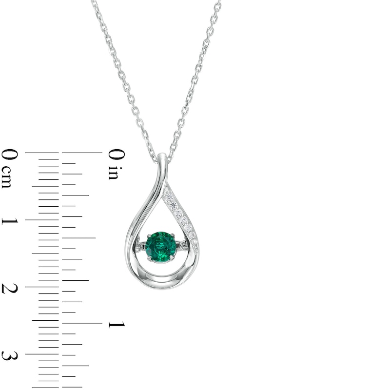 4.5mm Lab-Created Emerald and White Lab-Created Sapphire Teardrop Pendant in Sterling Silver