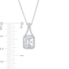 Thumbnail Image 2 of Emerald-Cut White Lab-Created Sapphire Frame Split Drop Pendant in Sterling Silver
