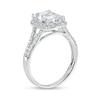 Thumbnail Image 2 of Emerald-Cut White Lab-Created Sapphire Frame Split Shank Ring in Sterling Silver – Size 7