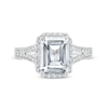 Thumbnail Image 3 of Emerald-Cut White Lab-Created Sapphire Frame Split Shank Ring in Sterling Silver – Size 7