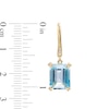 Thumbnail Image 2 of Emerald-Cut Sky Blue Topaz and 1/15 CT. T.W. Diamond Drop Earrings in 10K Gold