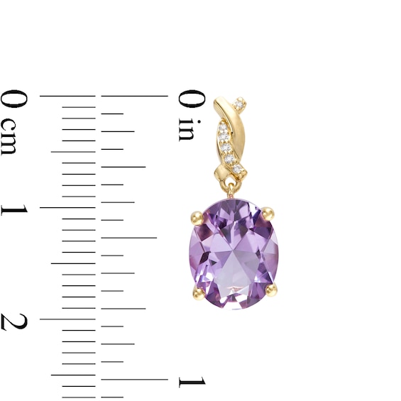 Oval Amethyst and 1/20 CT. T.w. Diamond Twist Drop Earrings in 10K Gold