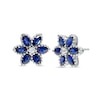 Thumbnail Image 1 of Marquise Blue and White Lab-Created Sapphire Flower Stud Earrings in Sterling Silver