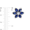 Thumbnail Image 2 of Marquise Blue and White Lab-Created Sapphire Flower Stud Earrings in Sterling Silver