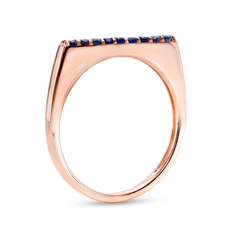 Main Image 2 of Blue Sapphire Bar Ring in 10K Rose Gold - Size 7