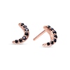 Thumbnail Image 1 of Blue Sapphire Six Stone Crescent Moon Stud Earrings in 10K Rose Gold