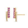 Thumbnail Image 1 of Pink Sapphire Double Bar Stud Earrings in 10K Gold