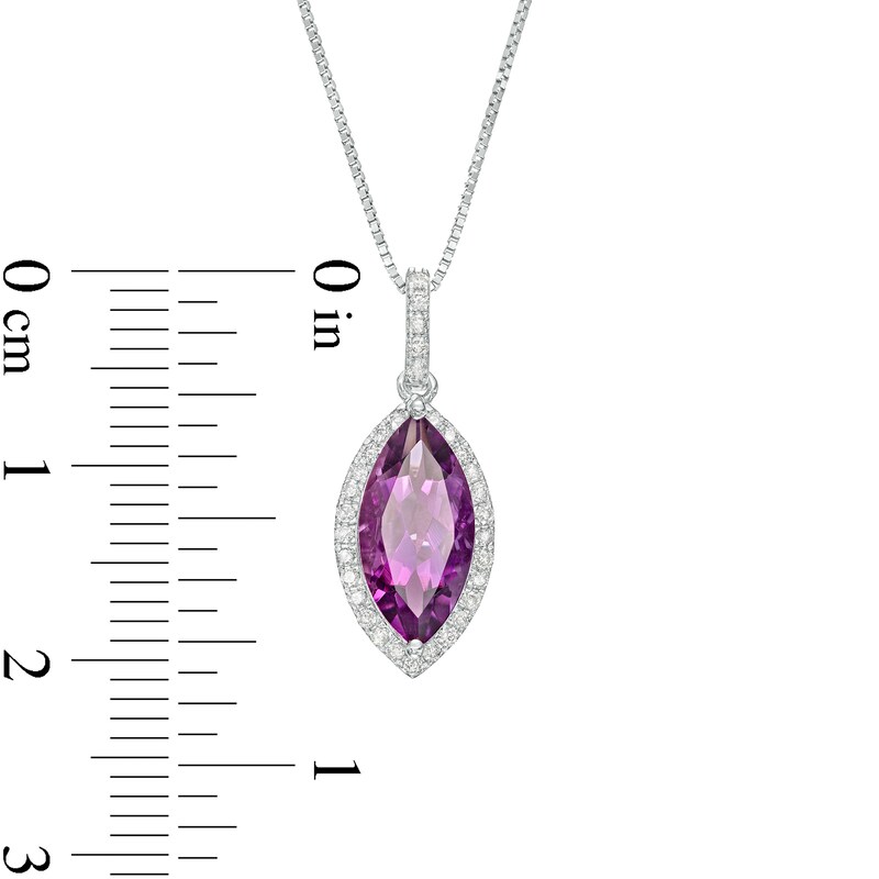 Main Image 3 of Marilyn Monroe™ Collection Marquise Amethyst and 1/8 CT. T.W. Diamond Frame Pendant in 10K White Gold