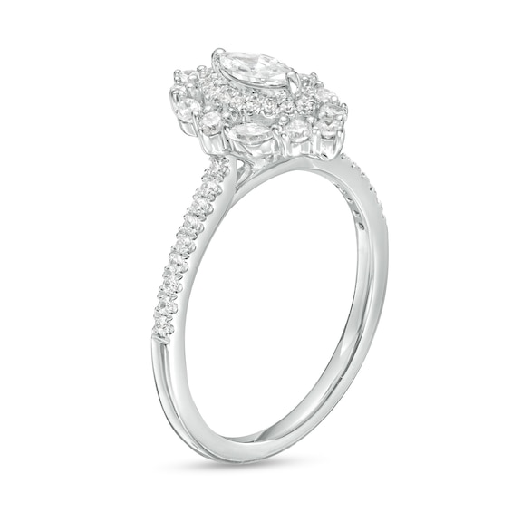 3/4 CT. T.w. Marquise Diamond Double Frame Engagement Ring in 14K White Gold (I/I1)