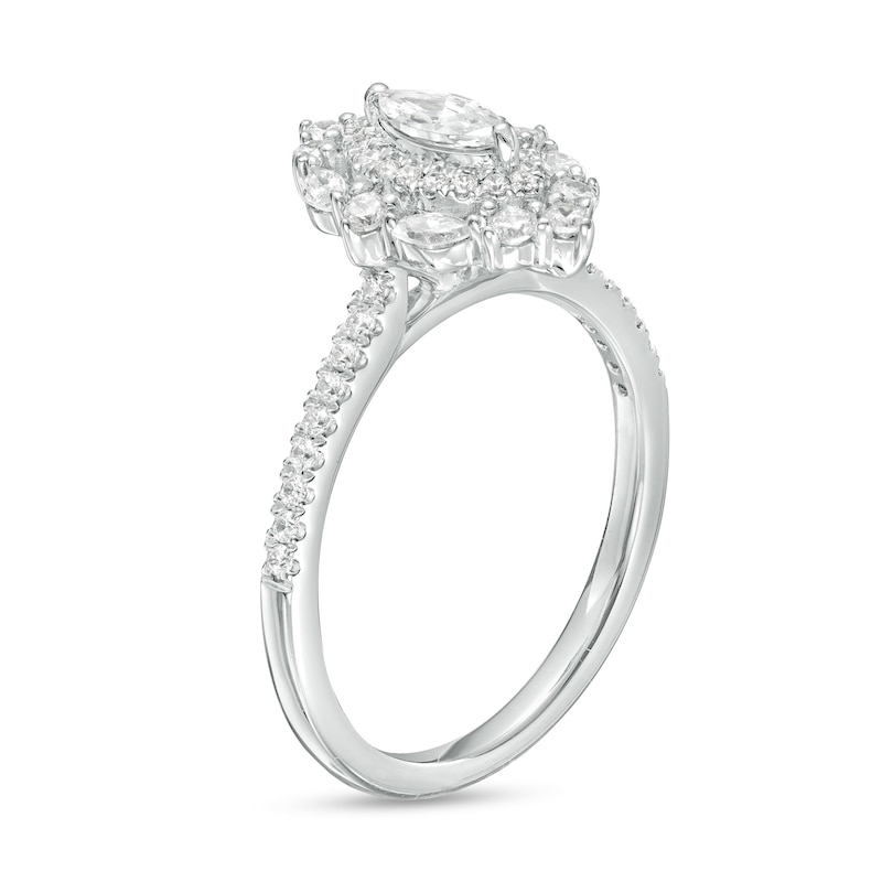 3/4 CT. T.W. Marquise Diamond Double Frame Engagement Ring in 14K White Gold (I/I1)